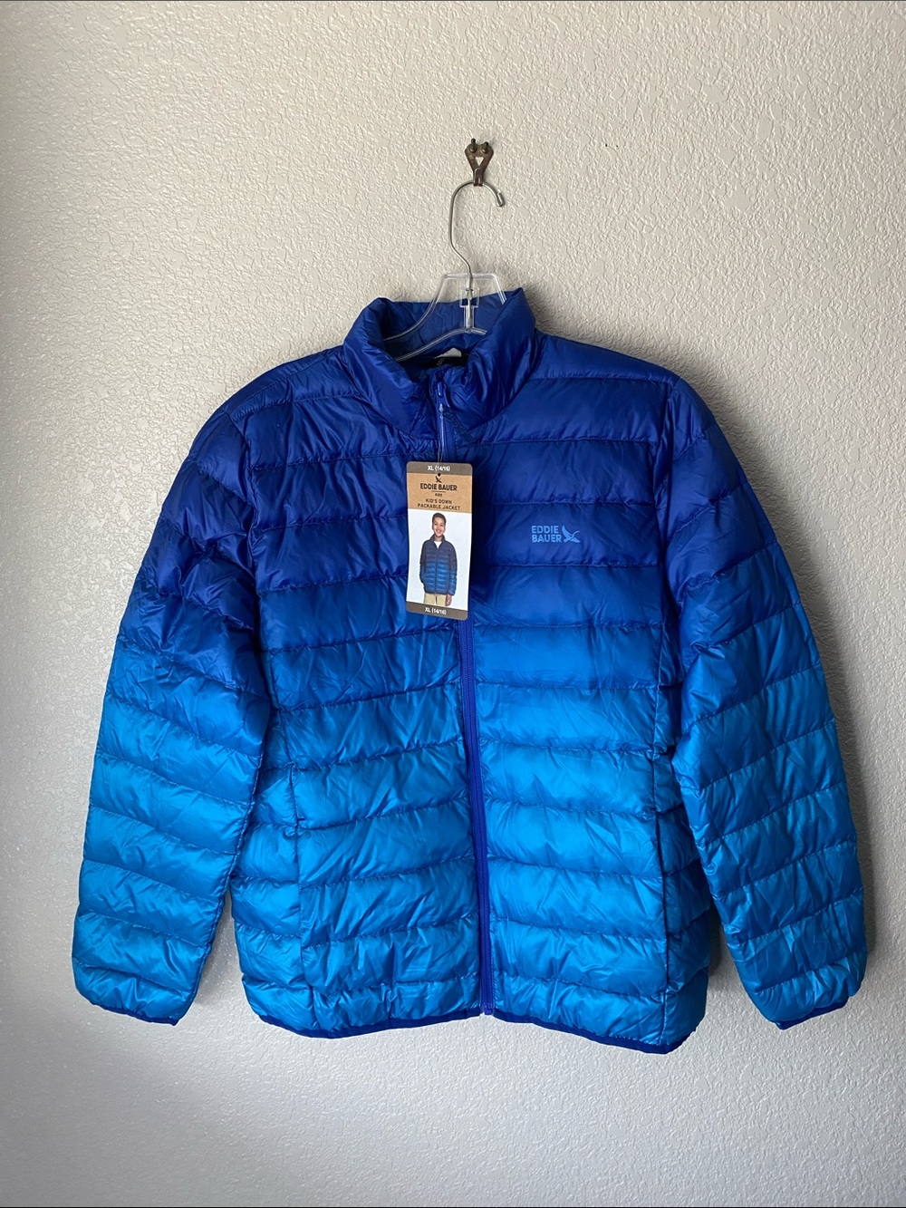 Eddie Bauer Kids Blue Packable Down Jacket’s XL/14-16 kids